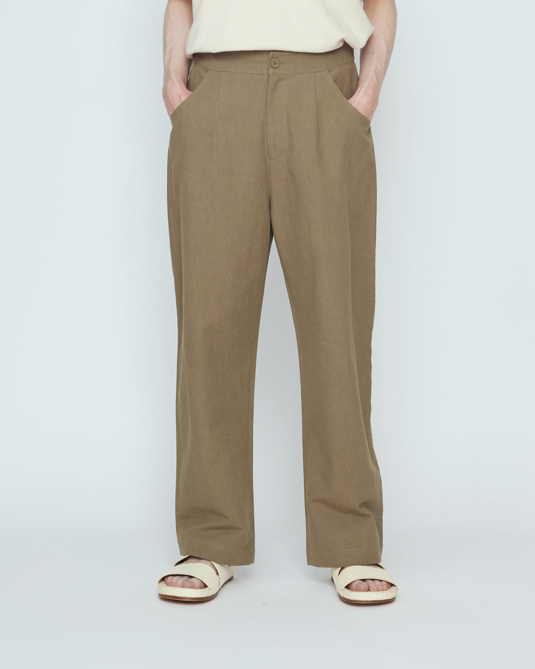 Signature Curve Legged Trouser - Canvas Edition - Moss Brown