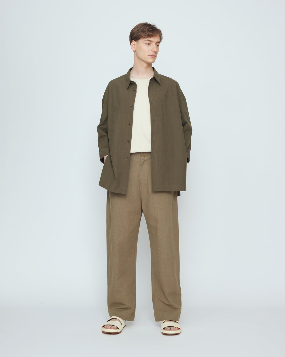 Papery 3/4 Button Up - SS26 - Olive