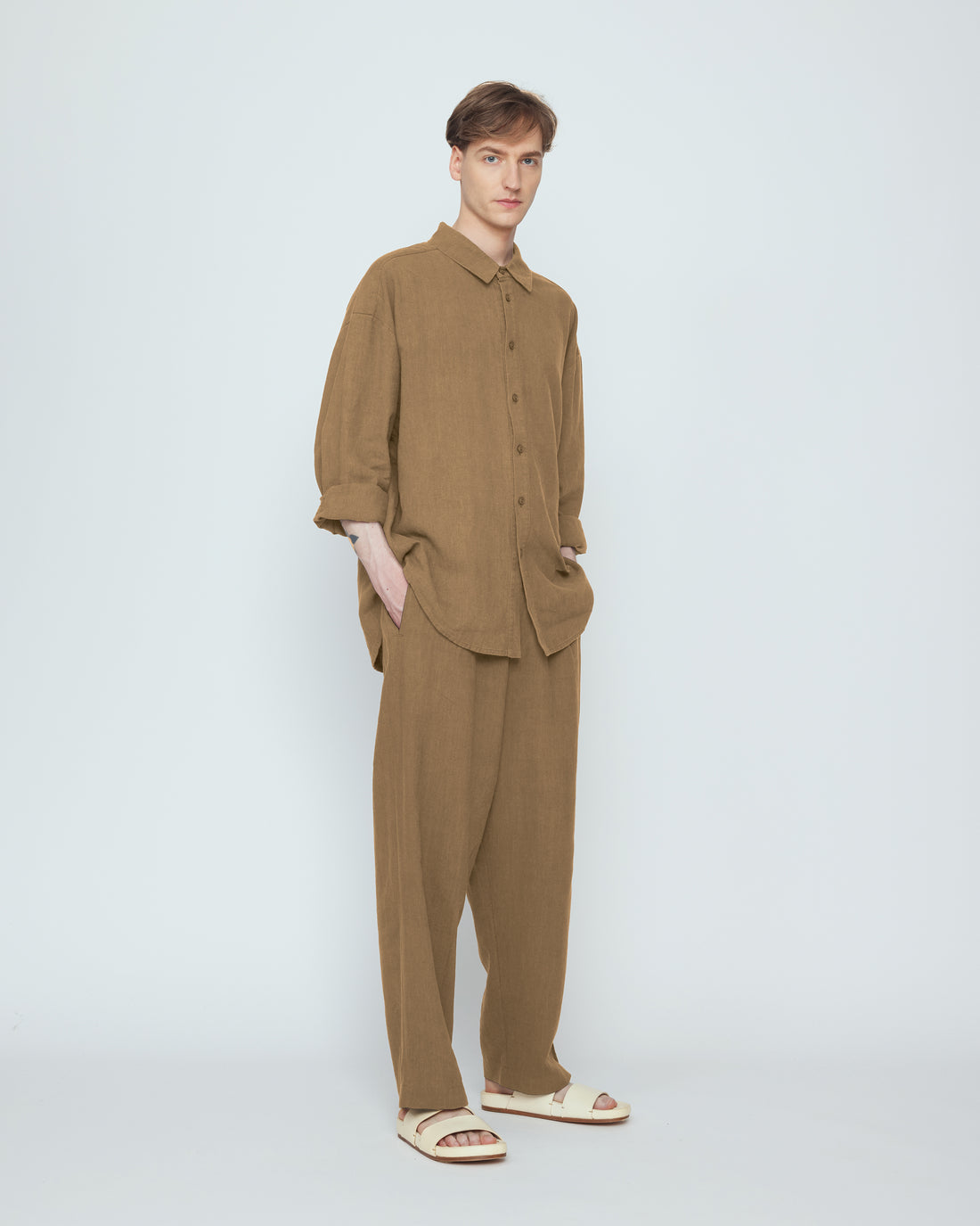 Elastic Dropped Crotch Trouser- SS26 - Caramel