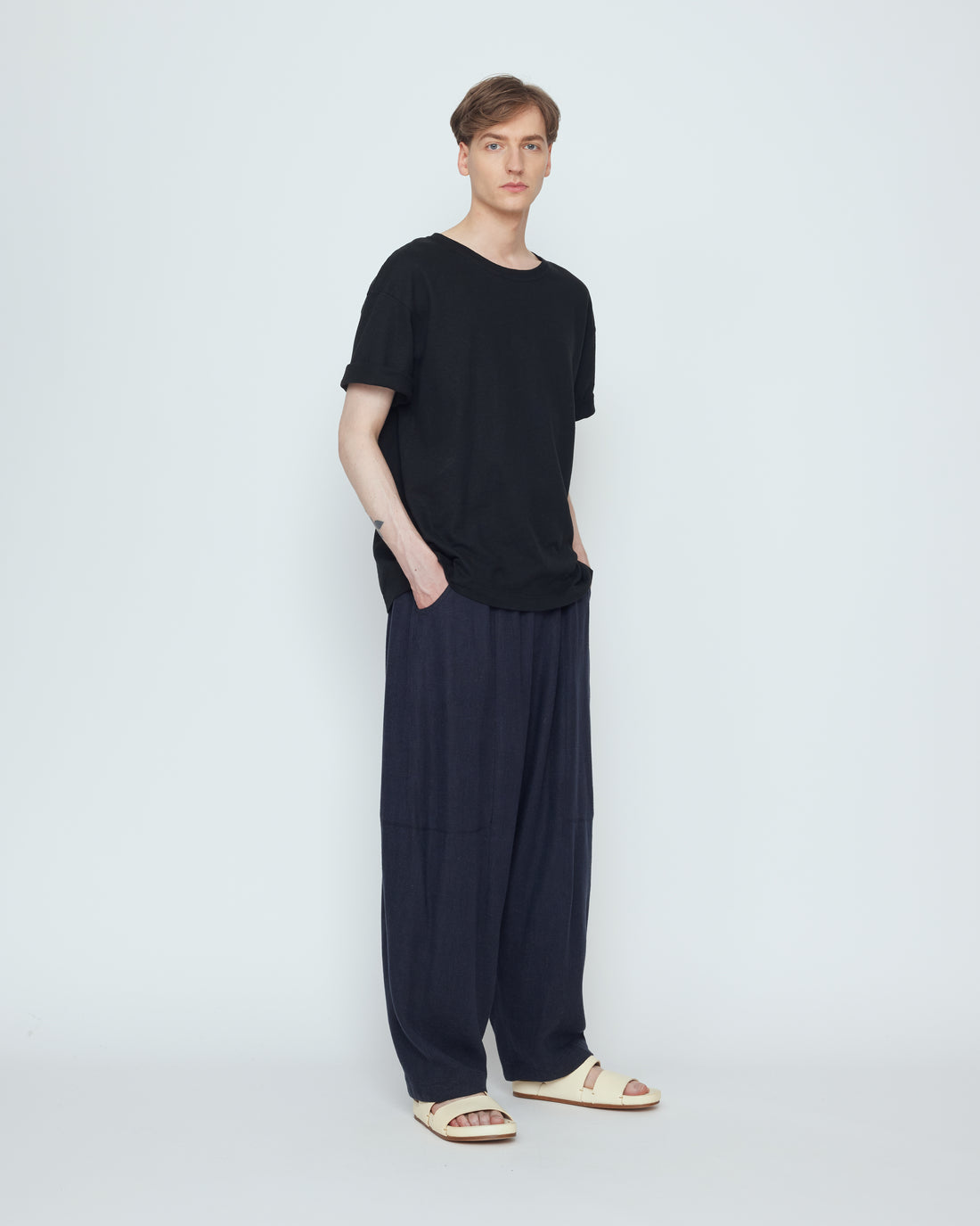 Elastic Panel Barrel Trouser - SS26 - Navy Black