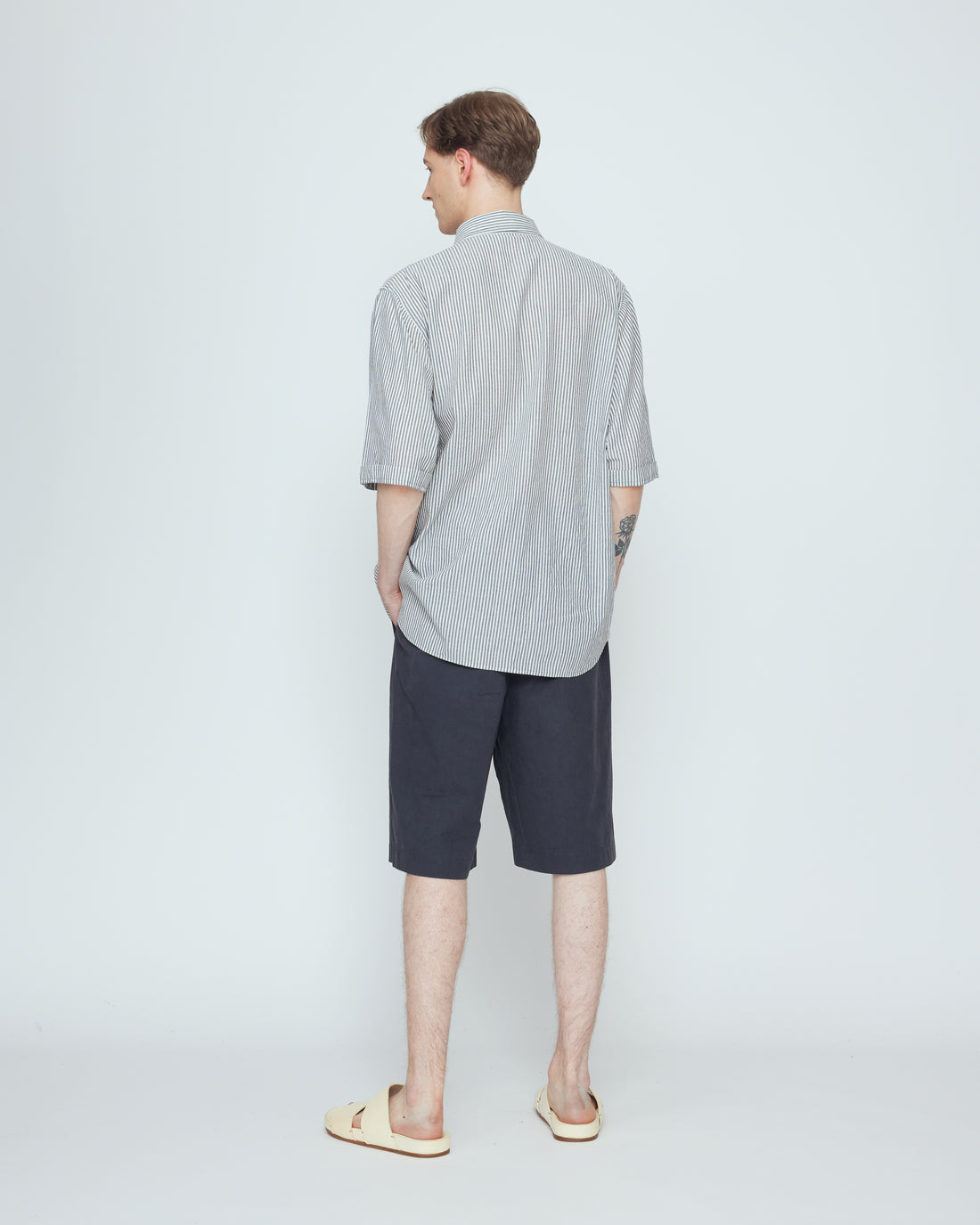 Striped Double Pockets Shirt - SS26 - Navy Stripes