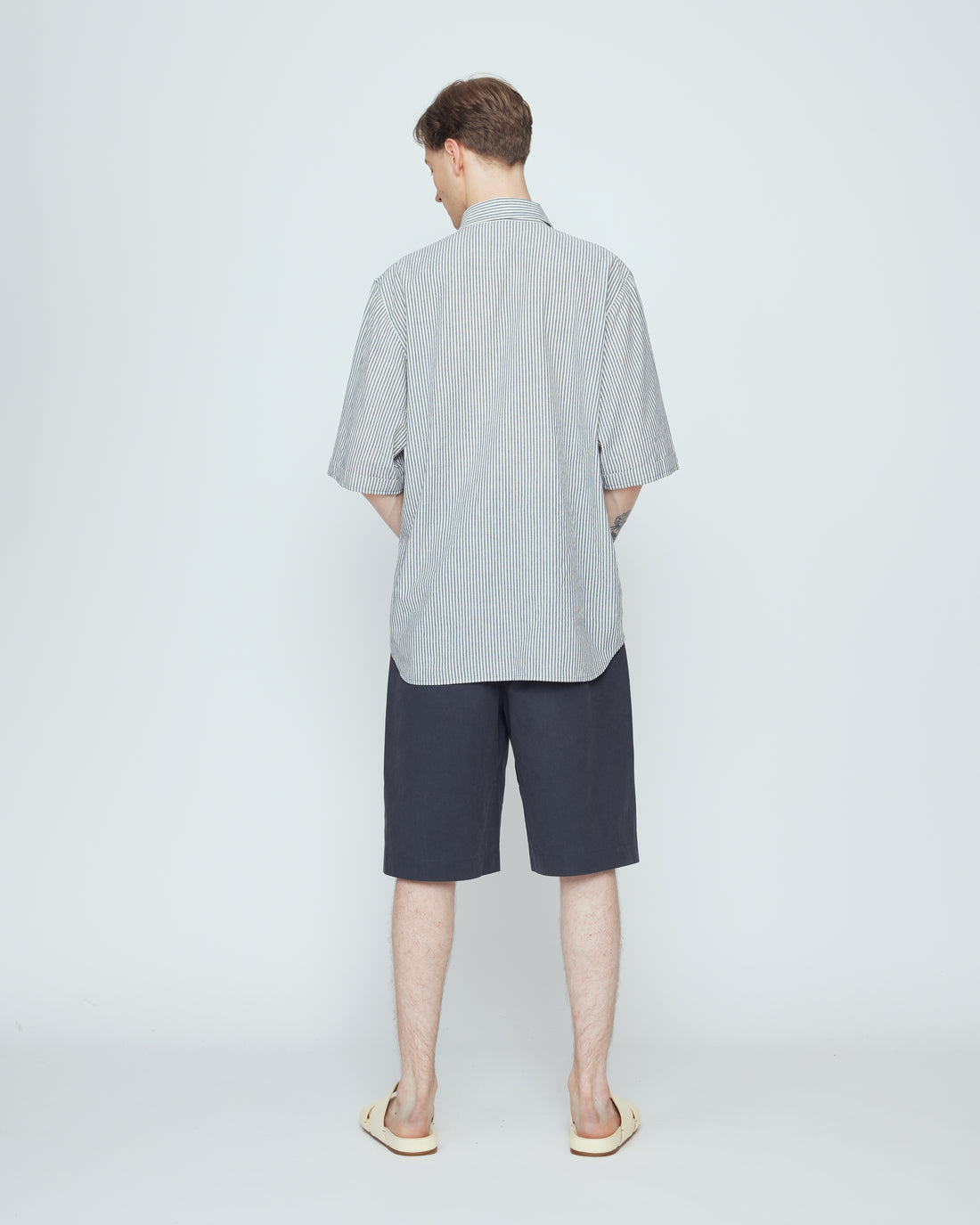 Striped Double Pockets Shirt - SS26 - Navy Stripes