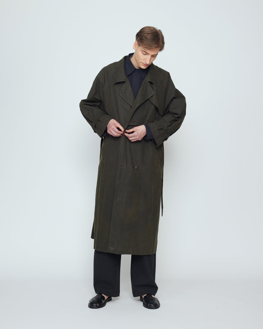 Long Rain Trench - Waxed Edition - SS26 - Deep Olive