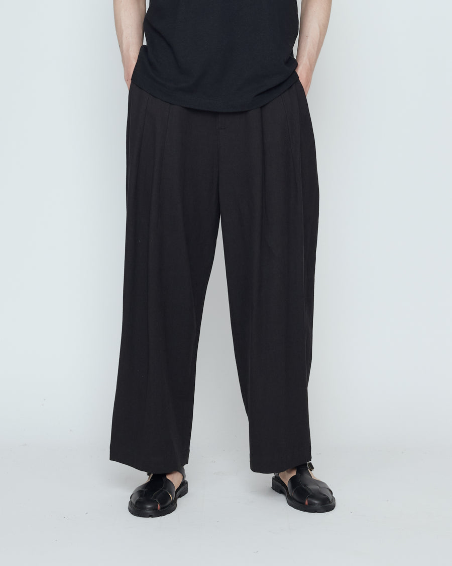 Signature Pleated Trouser - Canvas Edition - Black