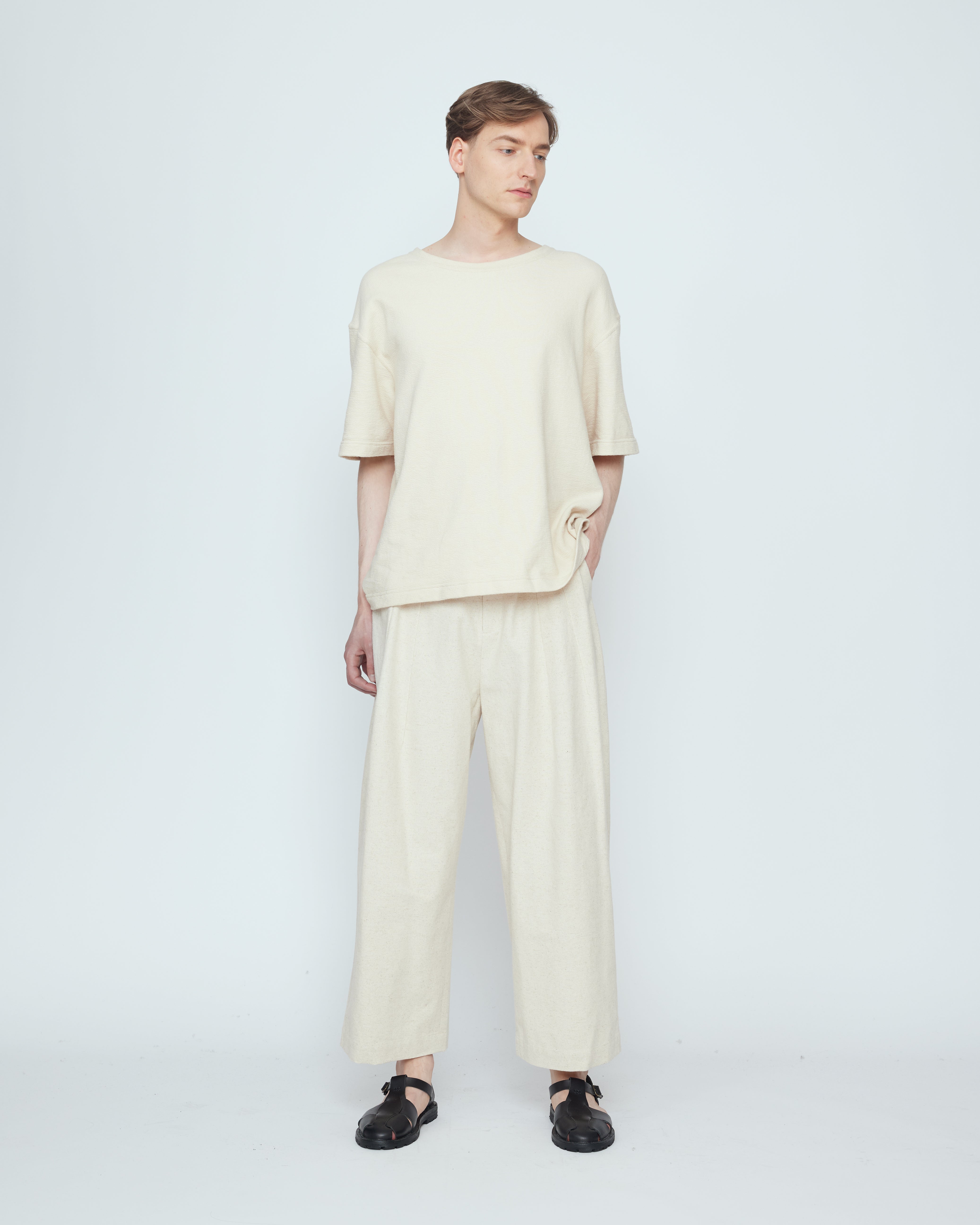 Signature Pleated Trouser - Canvas Edition - Oatmeal