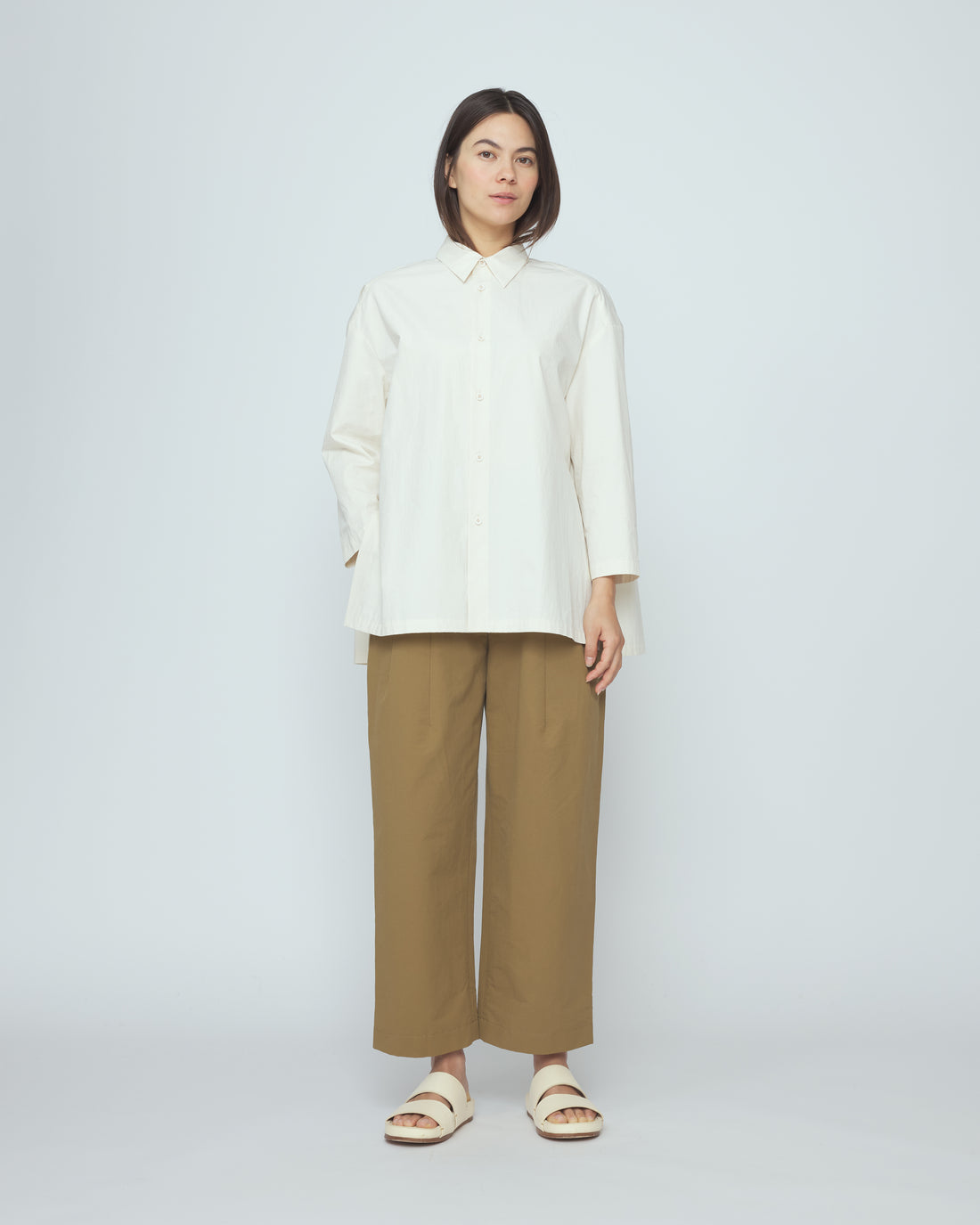 Papery 3/4 Button Up - SS26 - Rice White