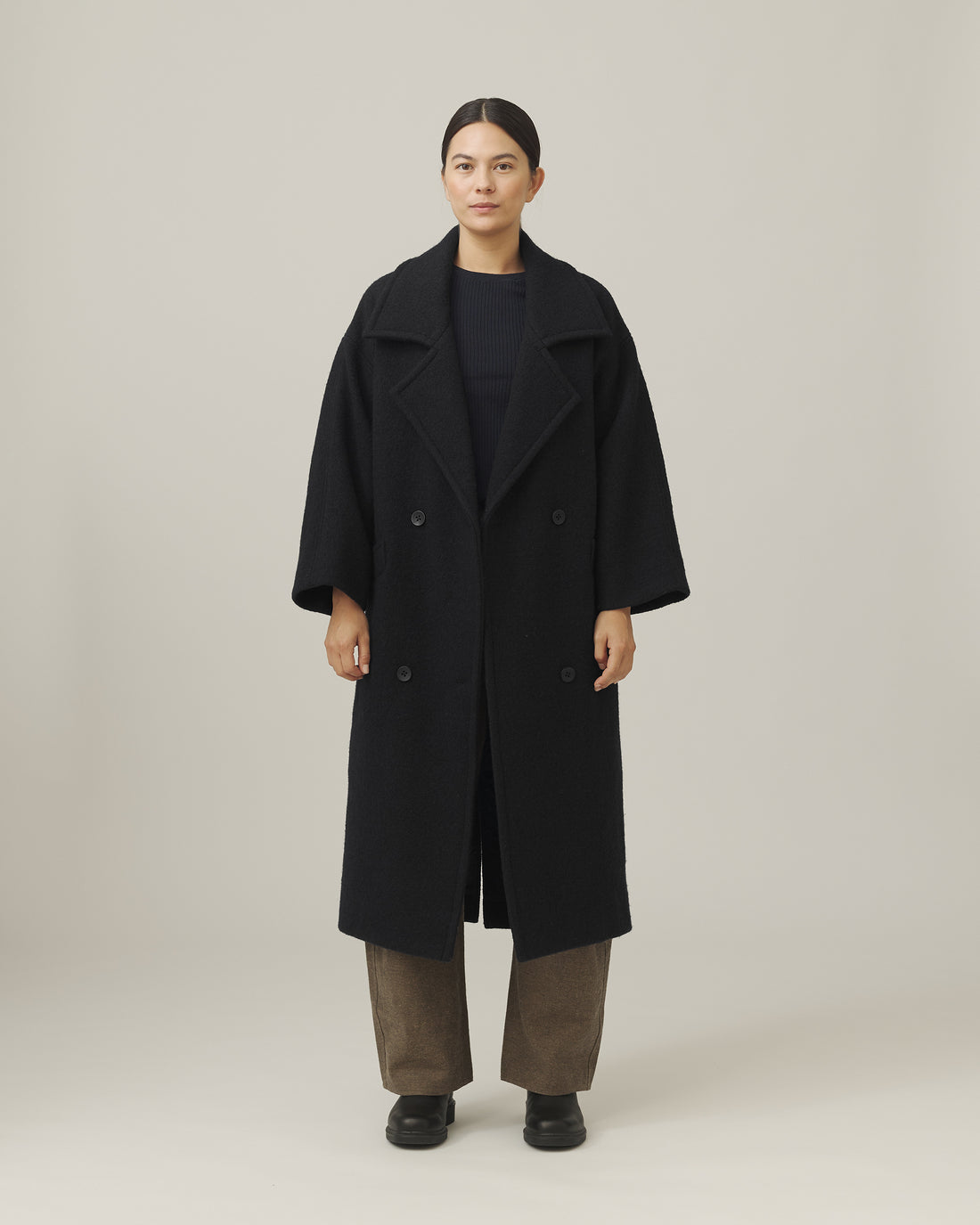 Signature Oversized Wool Coat - Black