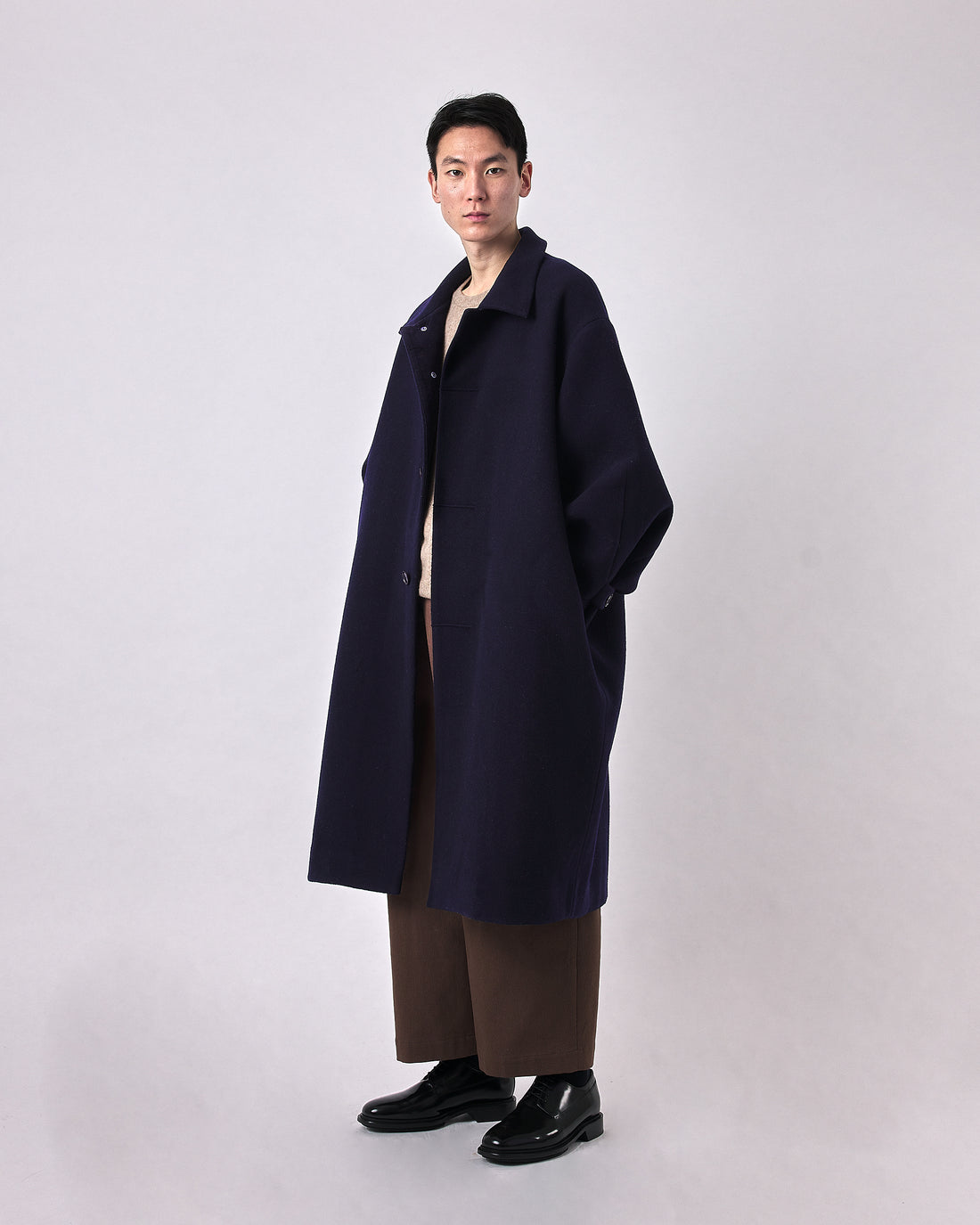 Cuffed Wool Coat - FW23 - Navy