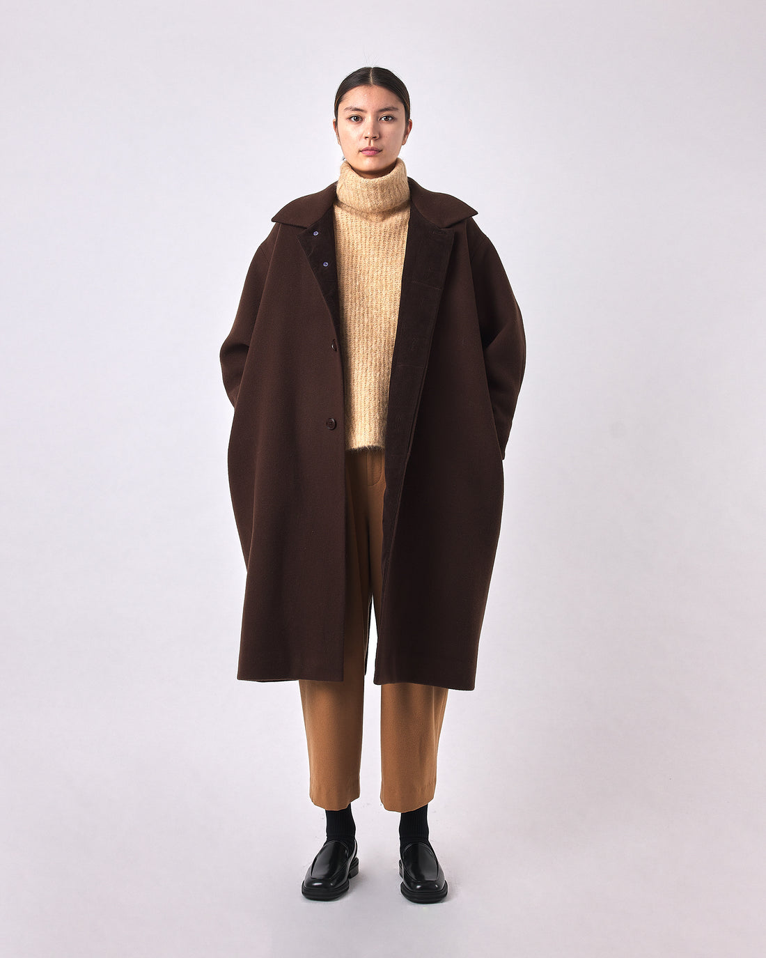 Cuffed Wool Coat - FW23 - Deep Walnut