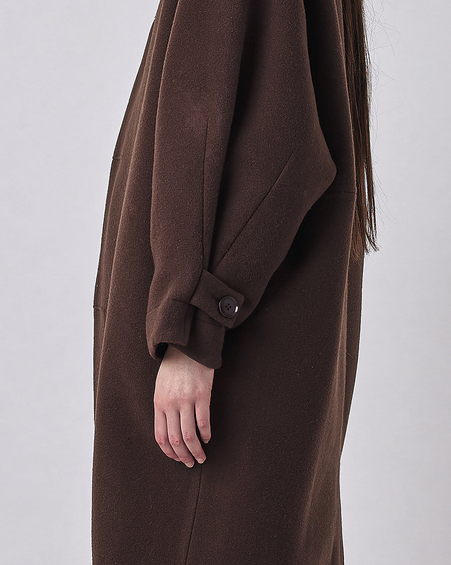 Cuffed Wool Coat - FW23 - Deep Walnut