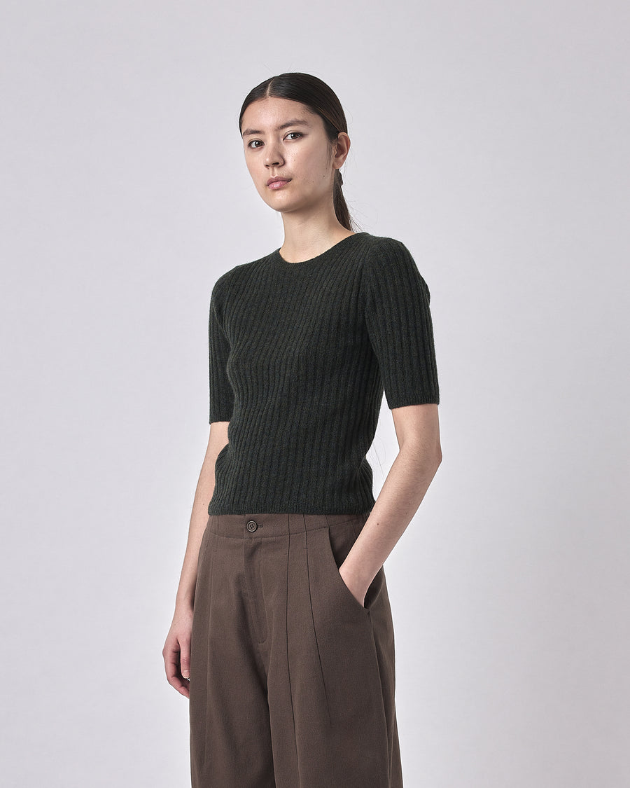 Molly Ribbed Short-Sleeves - FW23 - Deep Forest