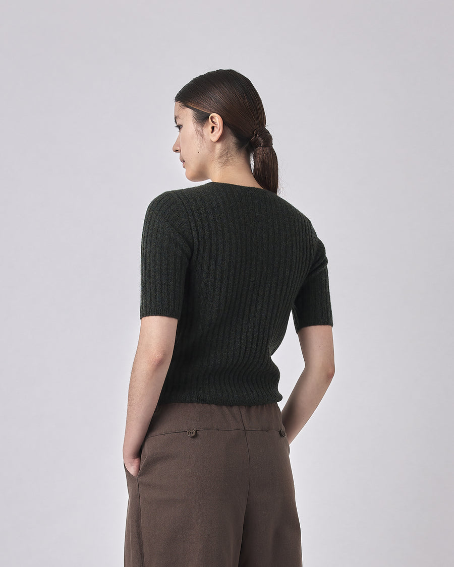 Molly Ribbed Short-Sleeves - FW23 - Deep Forest