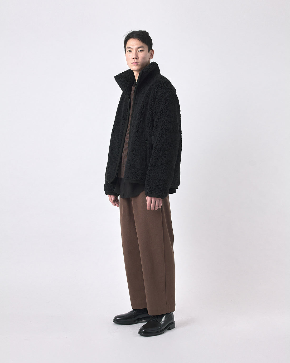 Zip-Up Turtleneck Curly Jacket - FW23 - Black