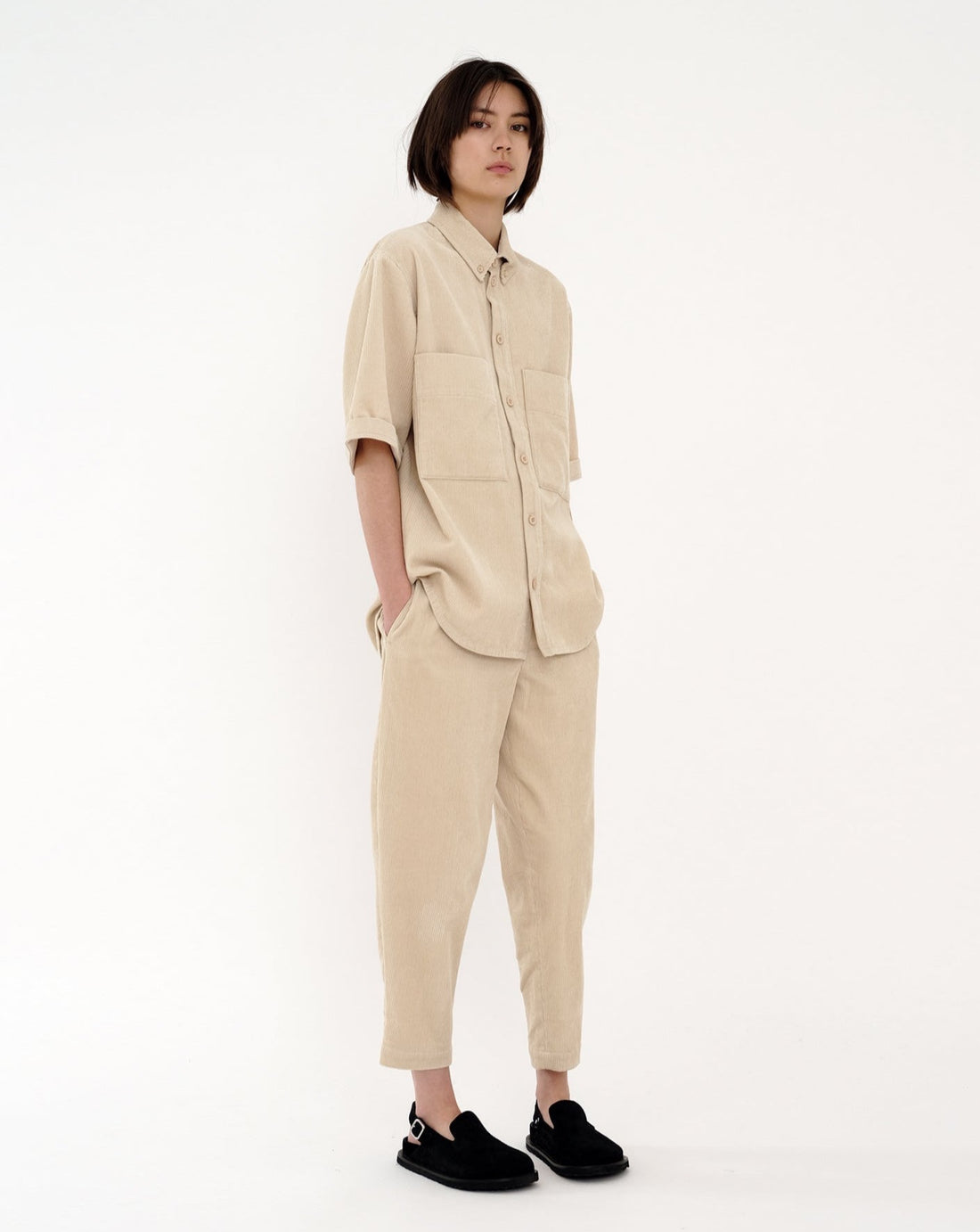 Double Pockets Corduroy Shirt - FW22 - Antique White