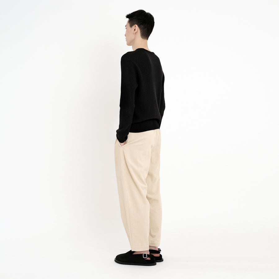 Elastic Pull-Up Trouser - Corduroy - FW22 - Antique White