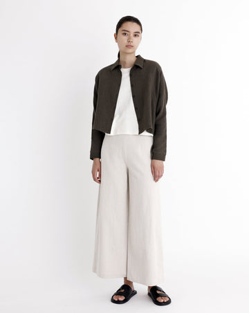 Signature 3/4 Cropped Shirt Jacket - Gauze Edition - Deep Moss