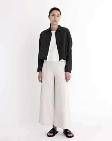 Signature 3/4 Cropped Shirt Jacket - Gauze Edition - Black