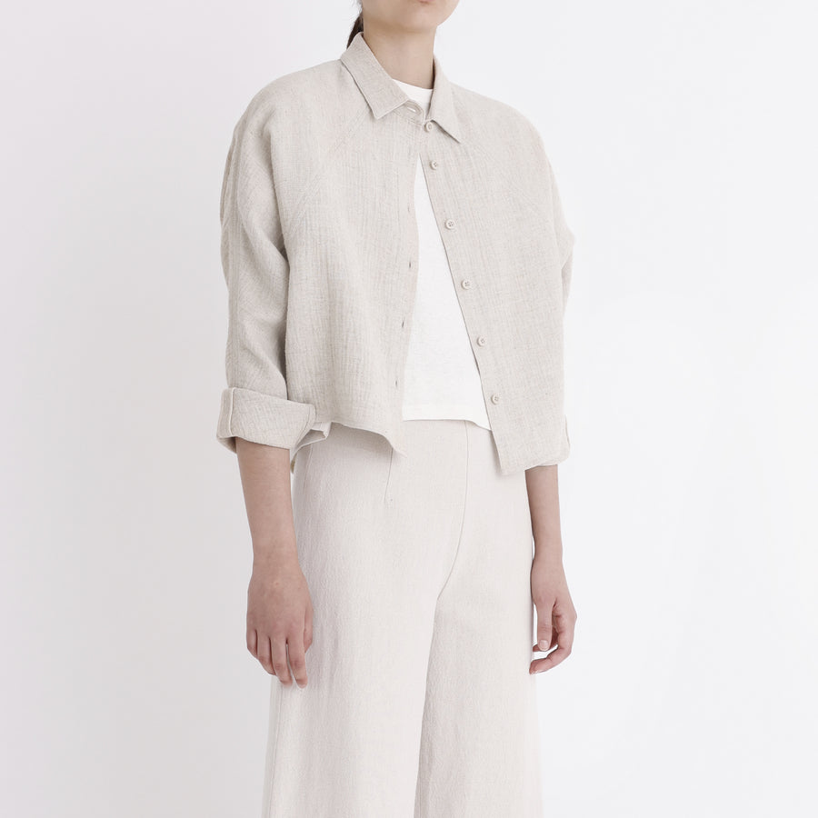 Signature 3/4 Cropped Shirt Jacket - Gauze Edition - Oatmeal