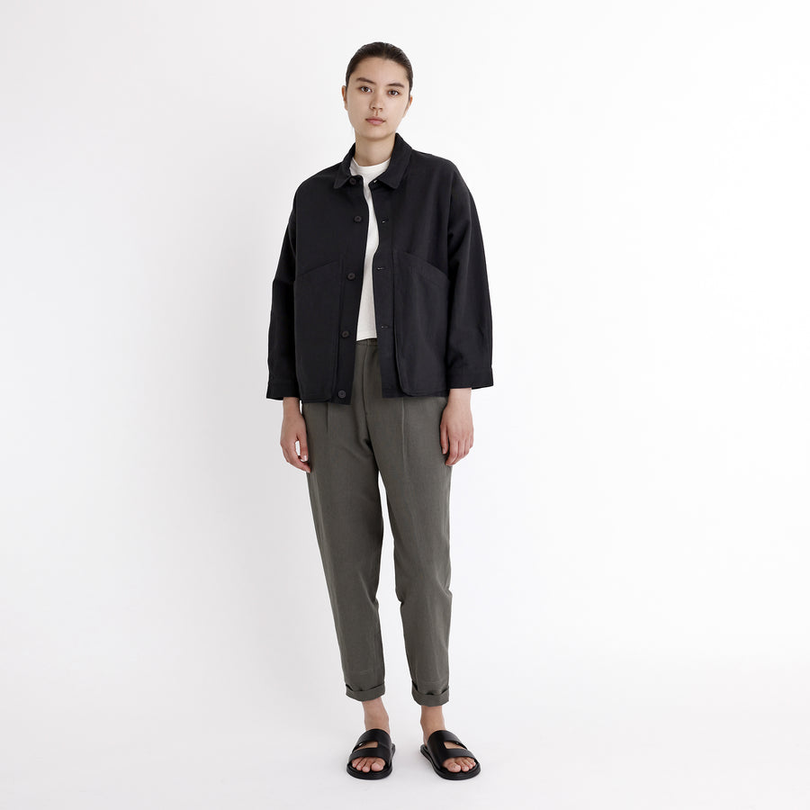 Signature Panel Pockets Shirt Jacket - Black