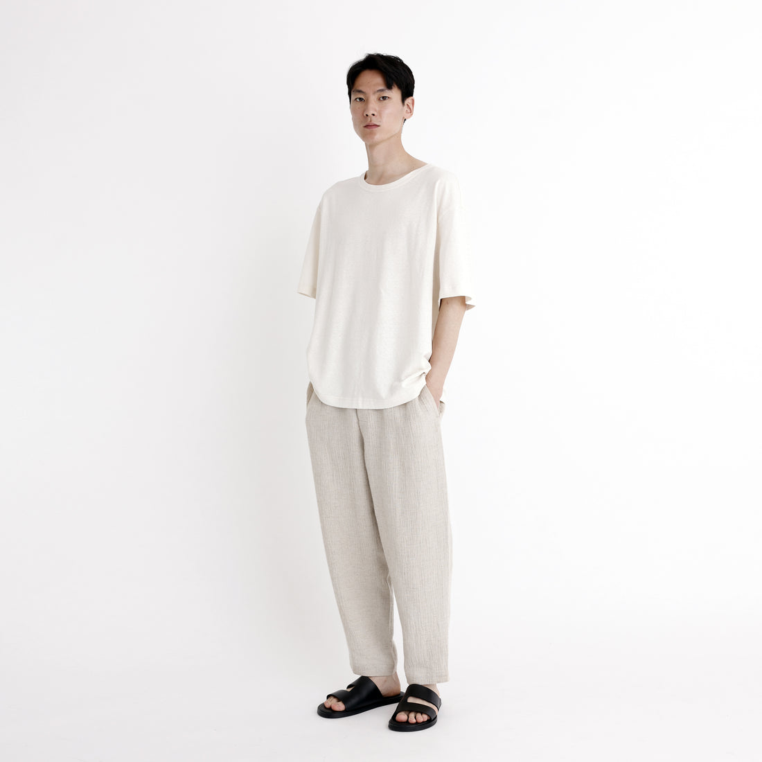 Signature Elastic Pull-Up Trouser - Gauze Edition - Oatmeal