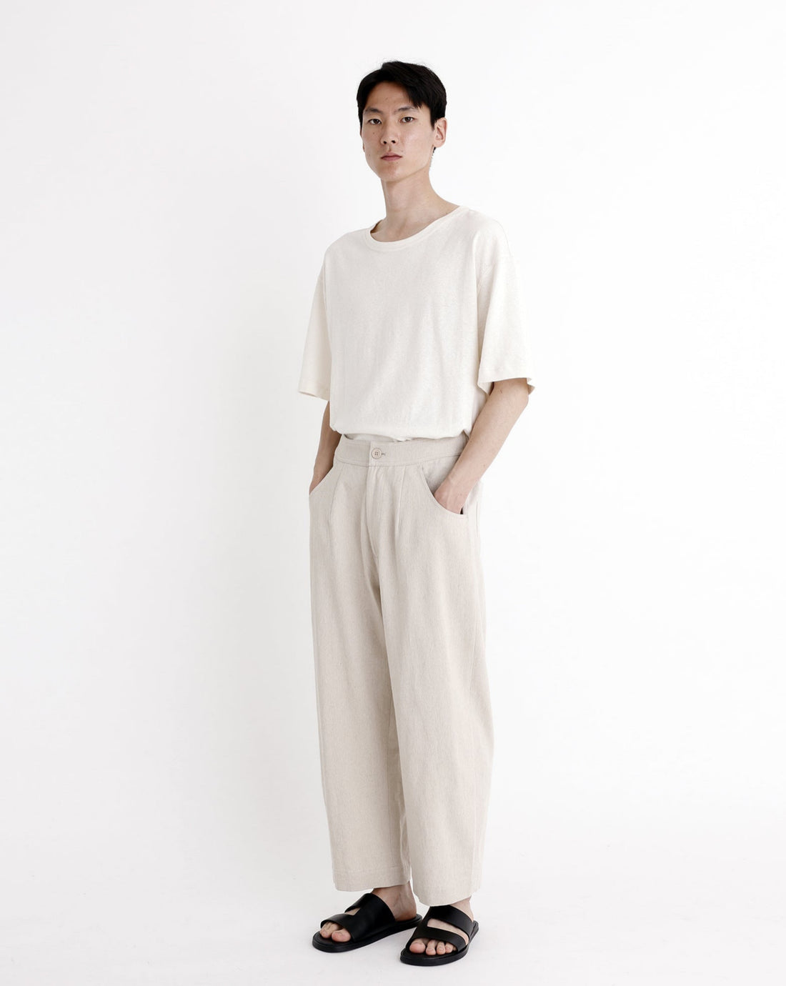 Curve Legged Trouser - Oatmeal