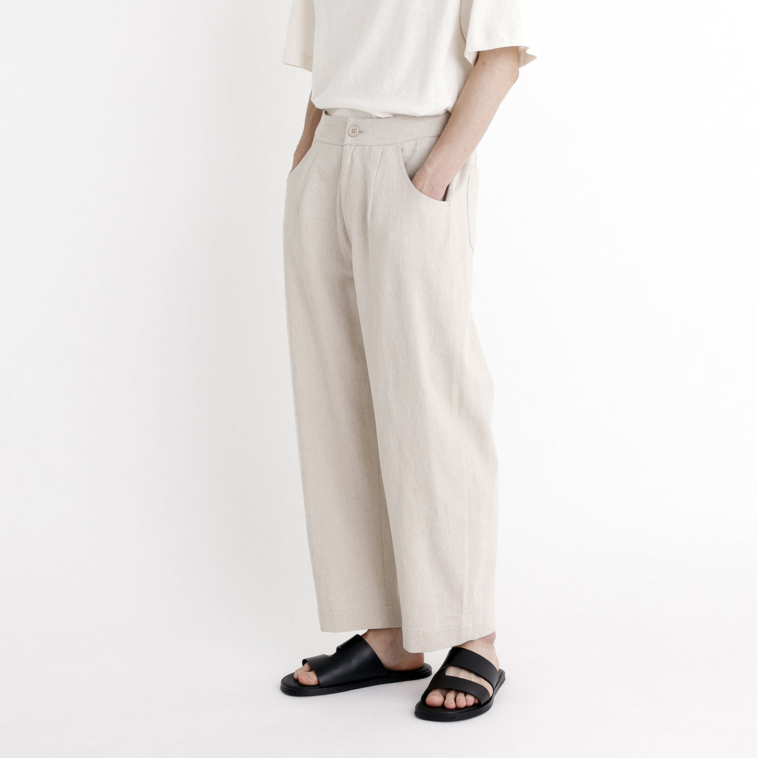 Curve Legged Trouser - Oatmeal