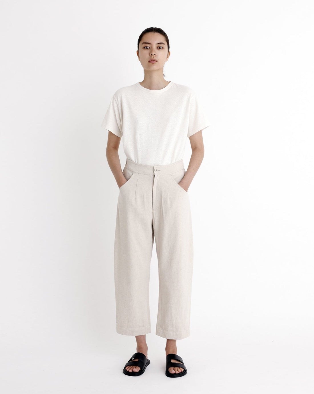 Curve Legged Trouser - Oatmeal