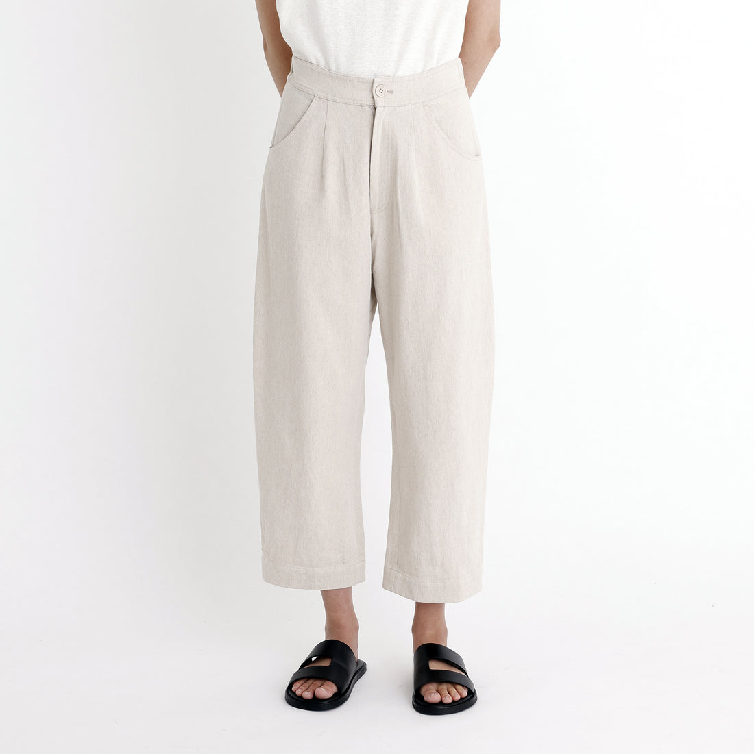 Curve Legged Trouser - Oatmeal