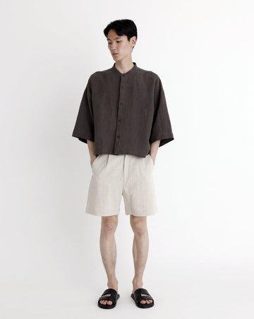 Linen Mandarin Oversized Shirt - SS23 - Dark Oak