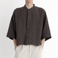 Linen Mandarin Oversized Shirt - SS23 - Dark Oak